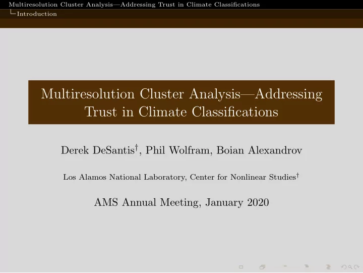 multiresolution cluster analysis addressing trust in