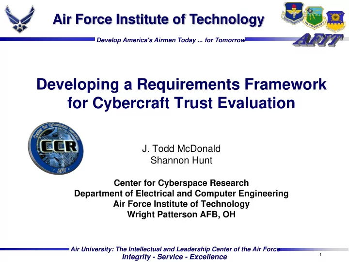 developing a requirements framework for cybercraft trust