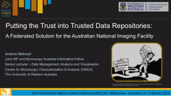 Putting the Trust into Trusted Data Repositories:  A Federated Solution for the Australian National
