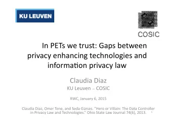 In  PETs  we  trust:  Gaps  between