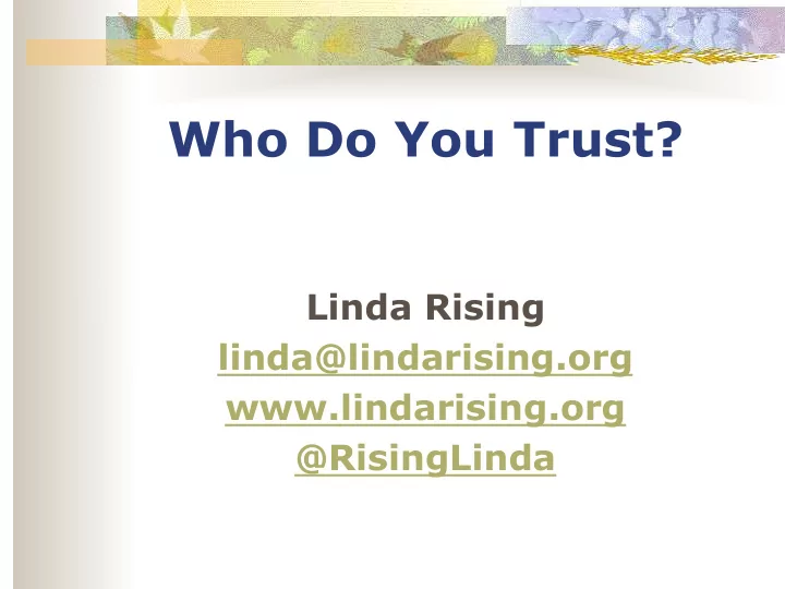 who do you trust