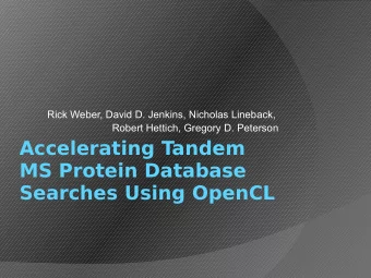Accelerating Tandem  MS Protein Database  Searches Using OpenCL  Programming devices the