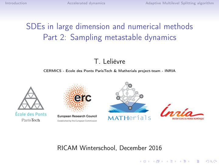 sdes in large dimension and numerical methods part 2