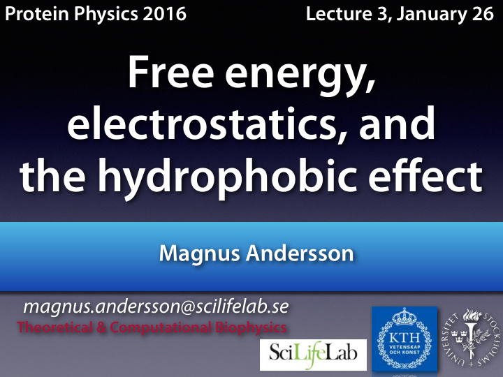 free energy electrostatics and the hydrophobic e ff ect
