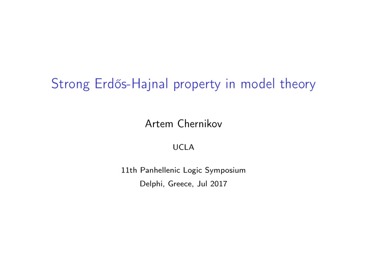 strong erd s hajnal property in model theory