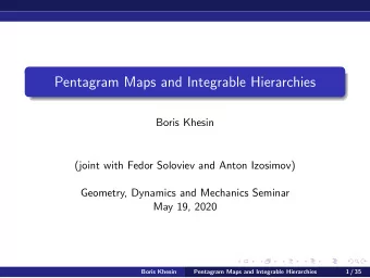 Pentagram Maps and Integrable Hierarchies  Boris Khesin  (joint with Fedor Soloviev and Anton