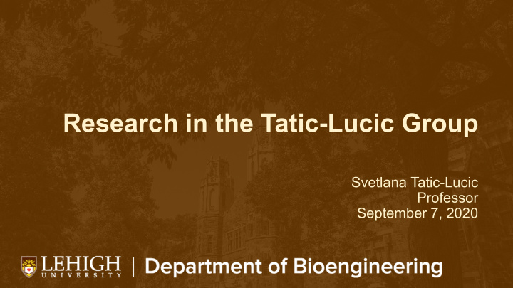 research in the tatic lucic group