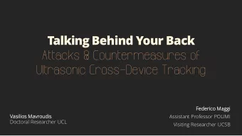 Attacks &amp; Countermeasures of  Ultrasonic Cross-Device Tracking  Federico  ico Maggi  Vasil