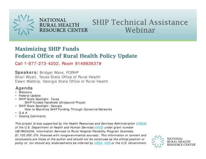 ship technical assistance webinar