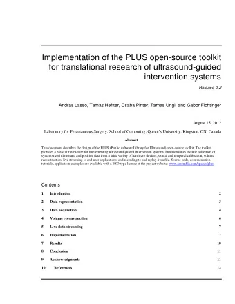 Implementation of the PLUS open-source toolkit  for translational research of ultrasound-guided