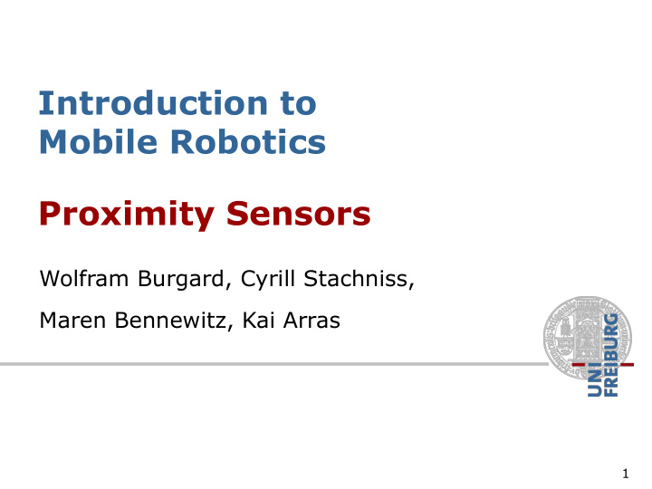 introduction to mobile robotics proximity sensors