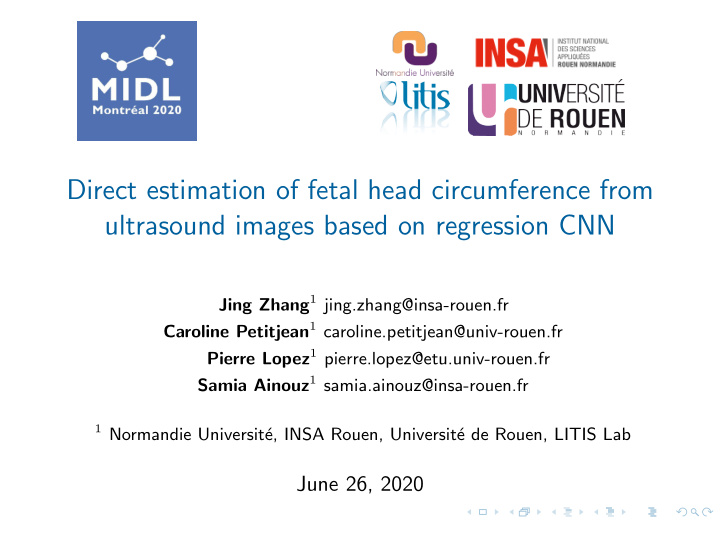 direct estimation of fetal head circumference from