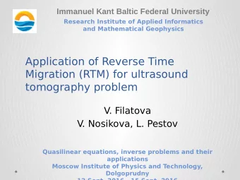 Application of Reverse Time  Migration (RTM) for ultrasound  tomography problem  V. Filatova  V.