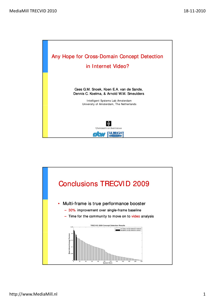 conclusions trecvid 2009 conclusions trecvid 2009