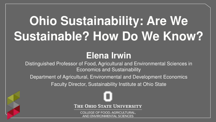 ohio sustainability are we sustainable how do we know