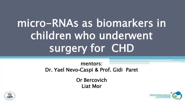 mi micr cro rnas rnas as bio s bioma marker rkers s in in