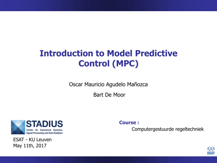 introduction to model predictive control mpc