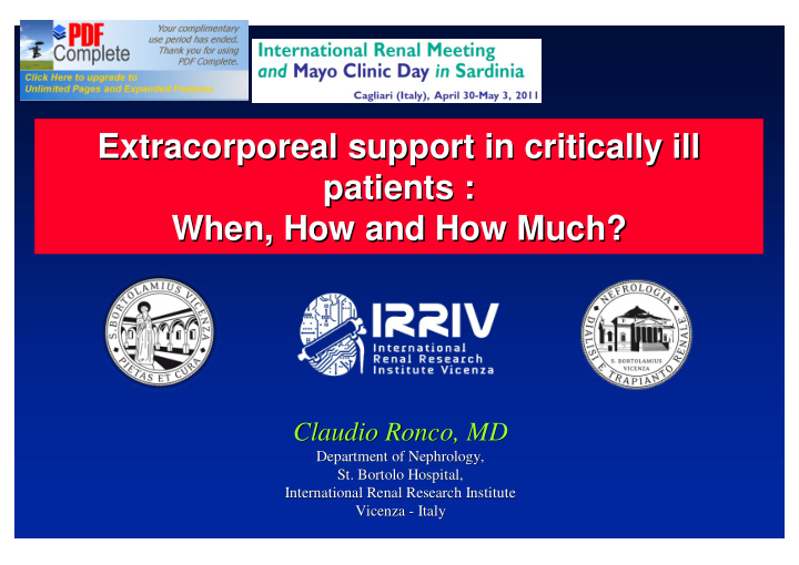 extracorporeal support in critically ill extracorporeal