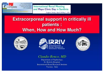Extracorporeal support in critically ill  Extracorporeal support in critically ill  patients :