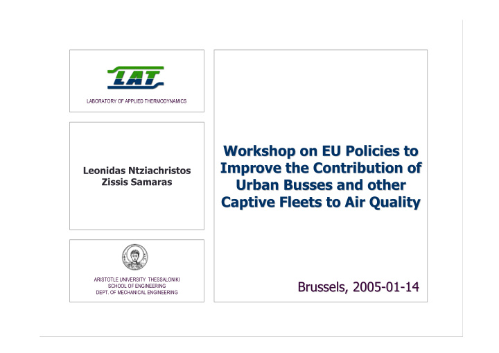 workshop on eu policies to workshop on eu policies to
