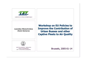 Workshop on EU Policies to  Workshop on EU Policies to  Improve the Contribution of  Improve the