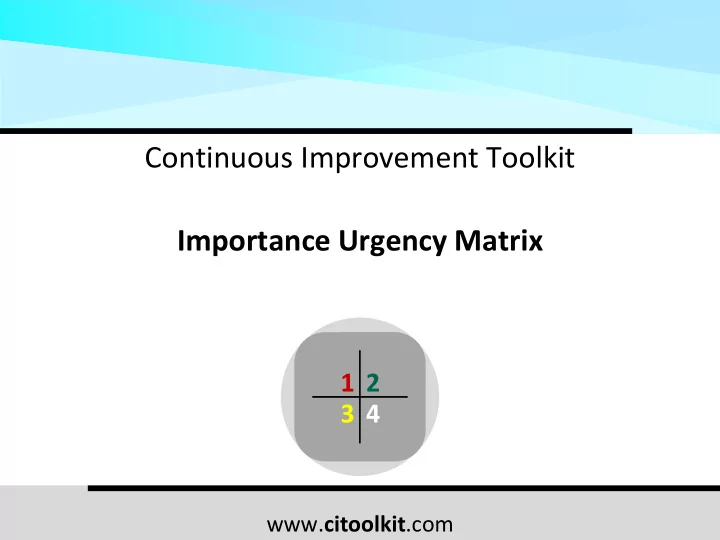 continuous improvement toolkit