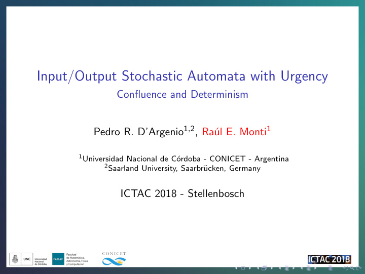 input output stochastic automata with urgency