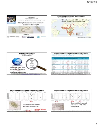 Strongyloidiasis  Important health problems in migrants?  Important health problem?  At least  370