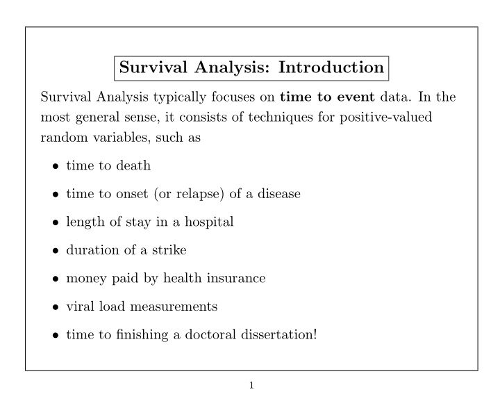 survival analysis introduction