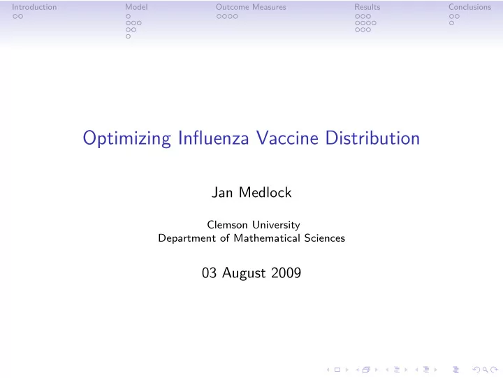 optimizing influenza vaccine distribution