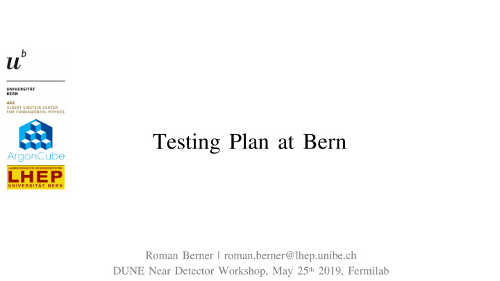 testing plan at bern