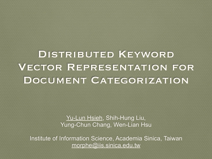 distributed keyword vector representation for document