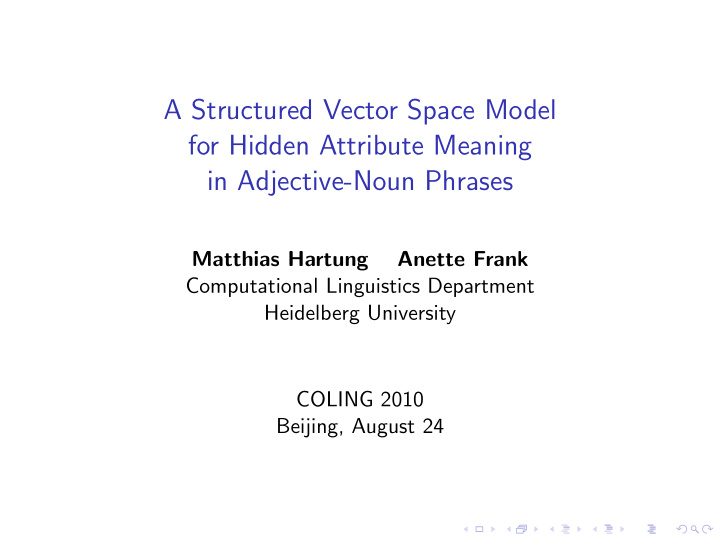 a structured vector space model for hidden attribute