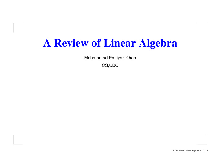 a review of linear algebra