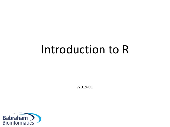 introduction to r