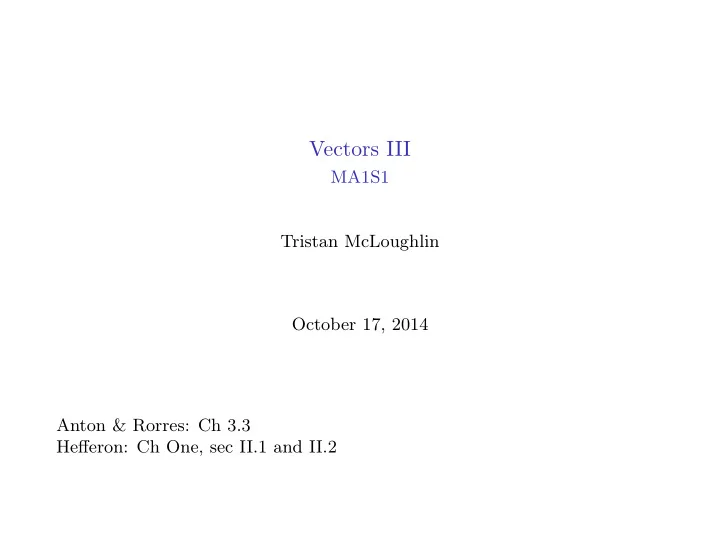 vectors iii