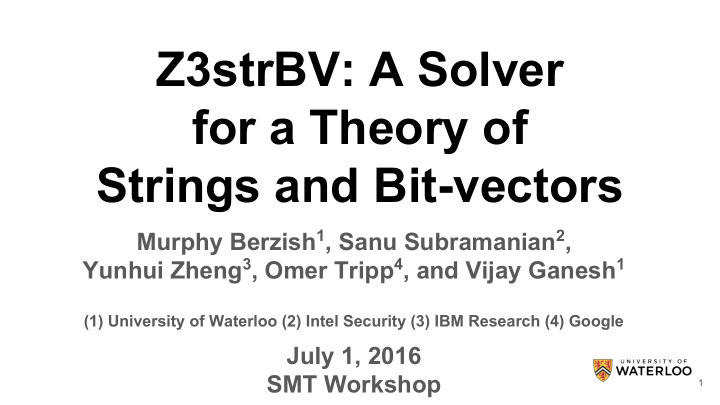 z3strbv a solver for a theory of strings and bit vectors