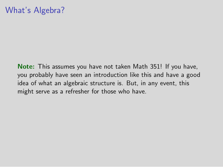 what s algebra