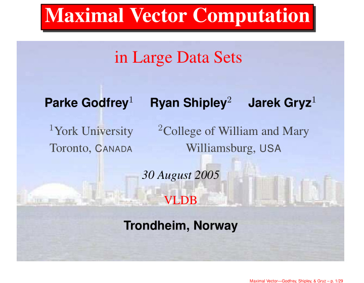 maximal vector computation