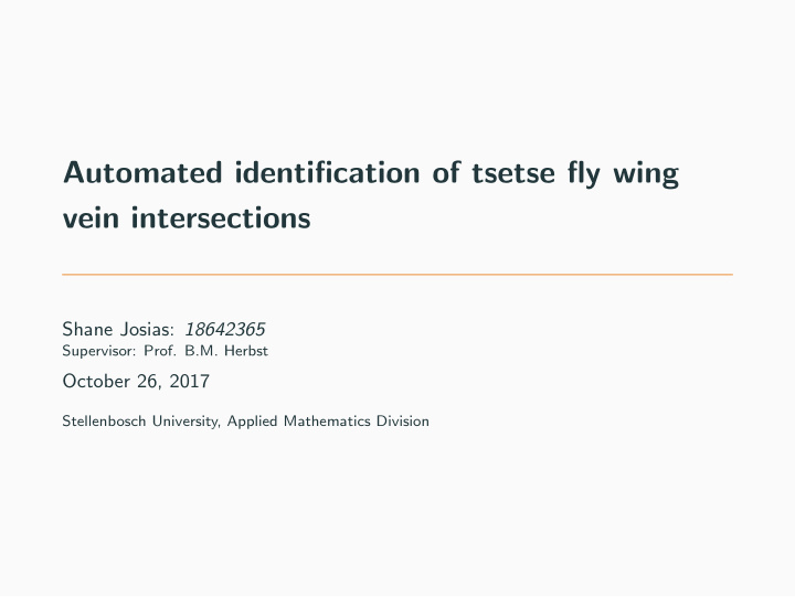 automated identification of tsetse fly wing vein