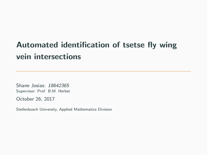 automated identification of tsetse fly wing vein