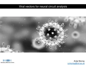 Viral vectors for neural circuit analysis  Andy Murray  a.murray@ucl.ac.uk  Gaining experimental