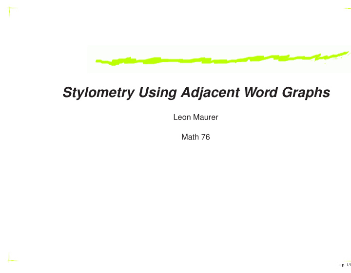 stylometry using adjacent word graphs