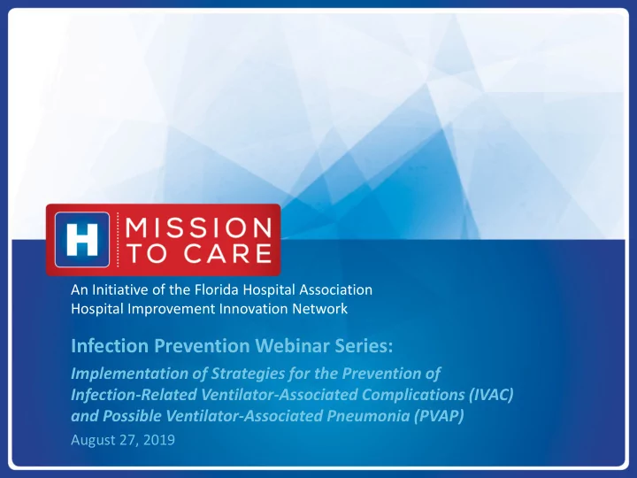 infection prevention webinar series