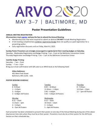 Poster Presentation Guidelines  ANNUAL MEETING REGISTRATION  All presenters must register and pay
