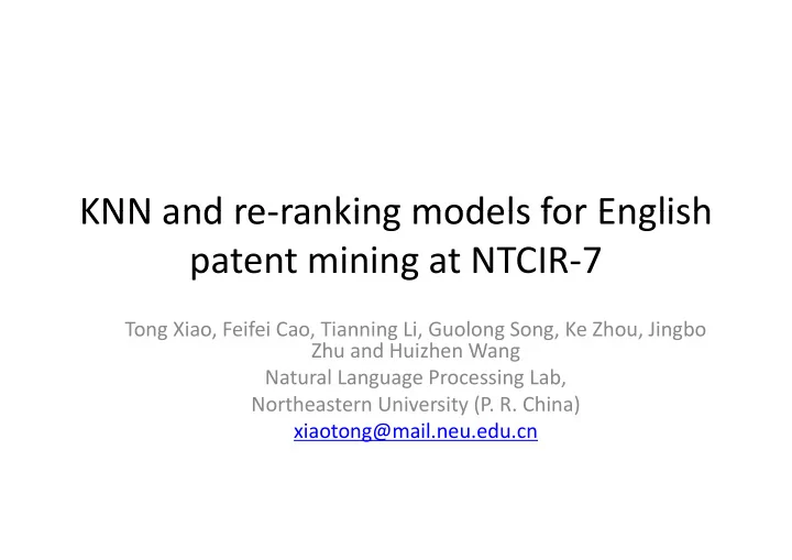 knn and re ranking models for english knn and re ranking
