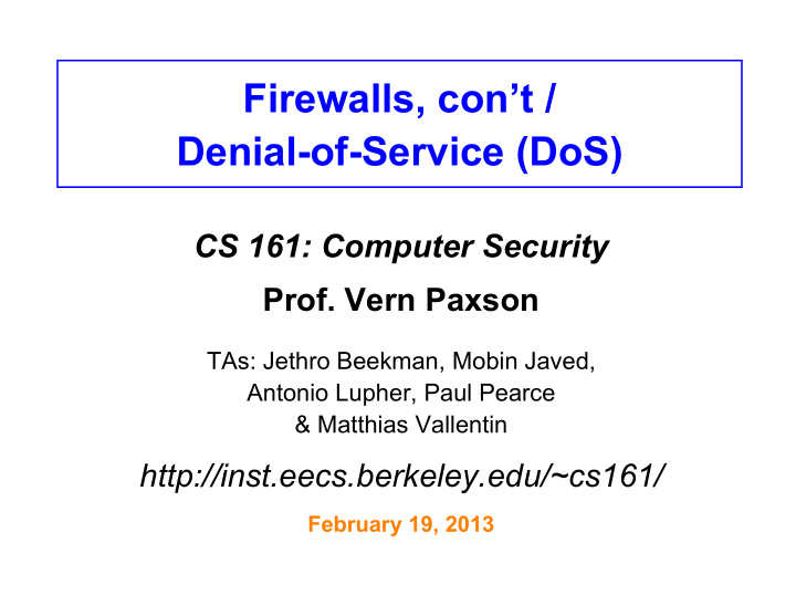 firewalls con t denial of service dos