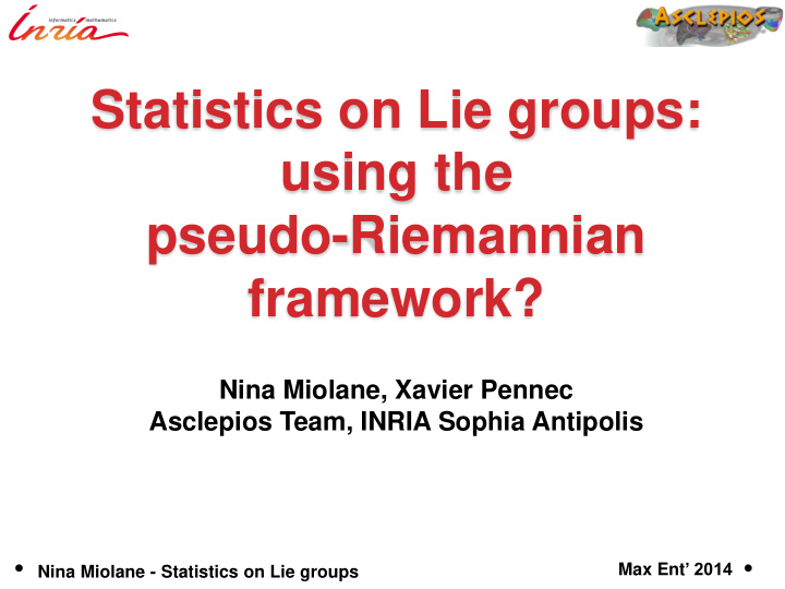 statistics on lie groups