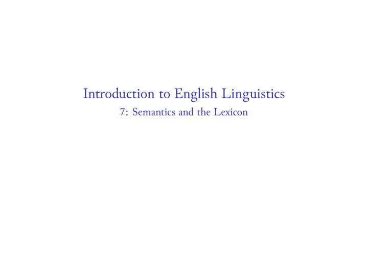 introduction to english linguistics