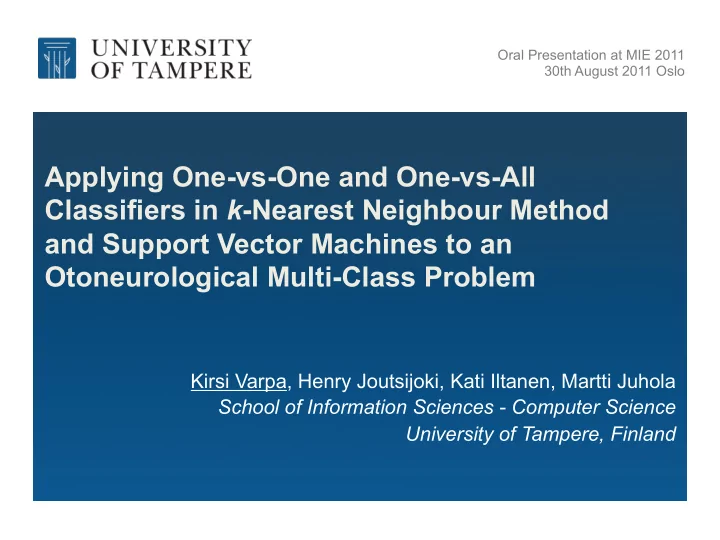 applying one vs one and one vs all classifiers in k